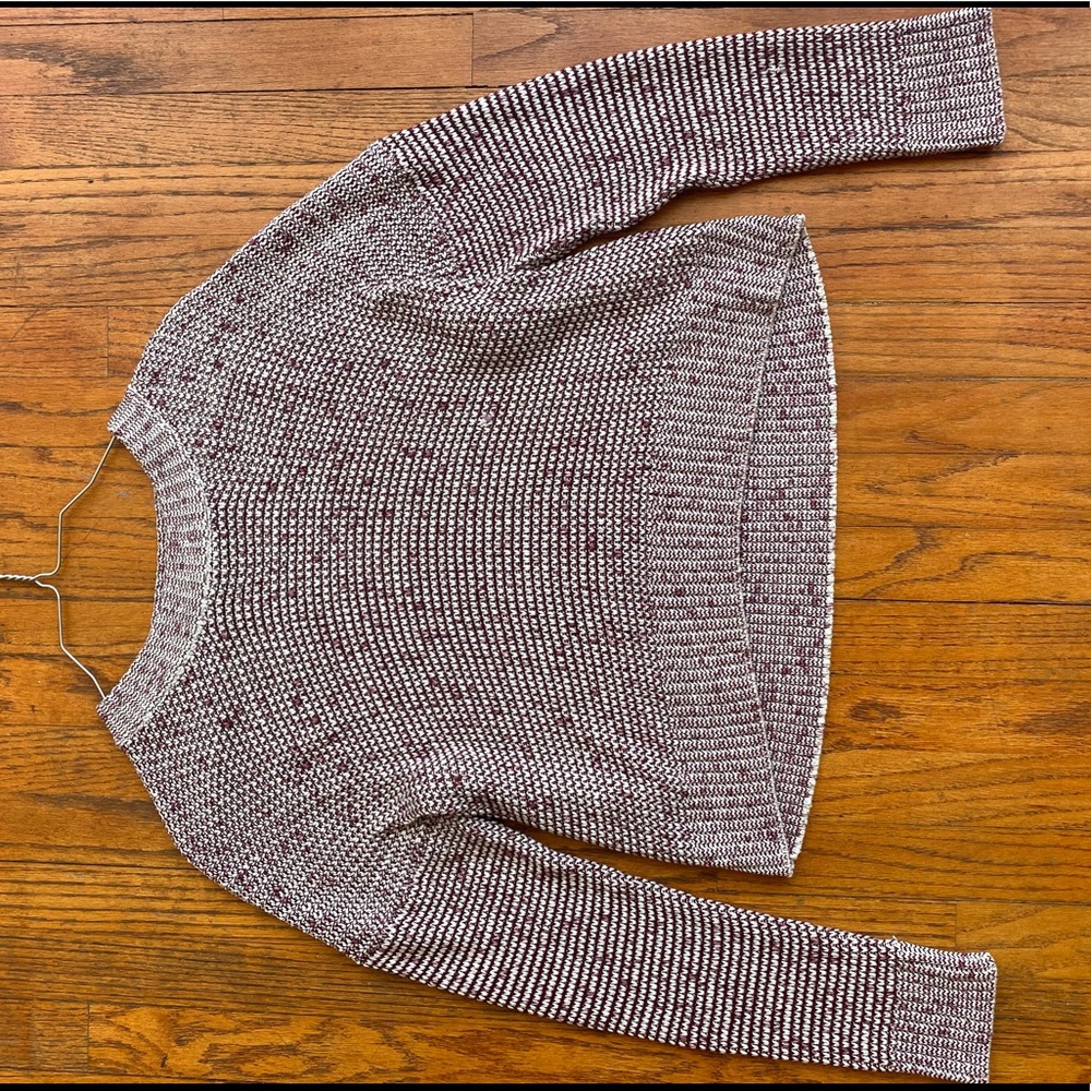 Red and white high low sweater